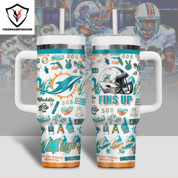 Miami Dolphins Fins Up Tumbler With Handle And Straw