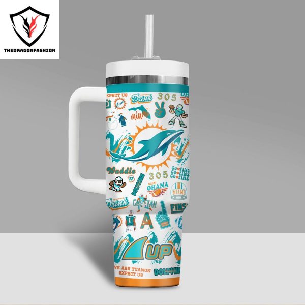 Miami Dolphins Fins Up Tumbler With Handle And Straw