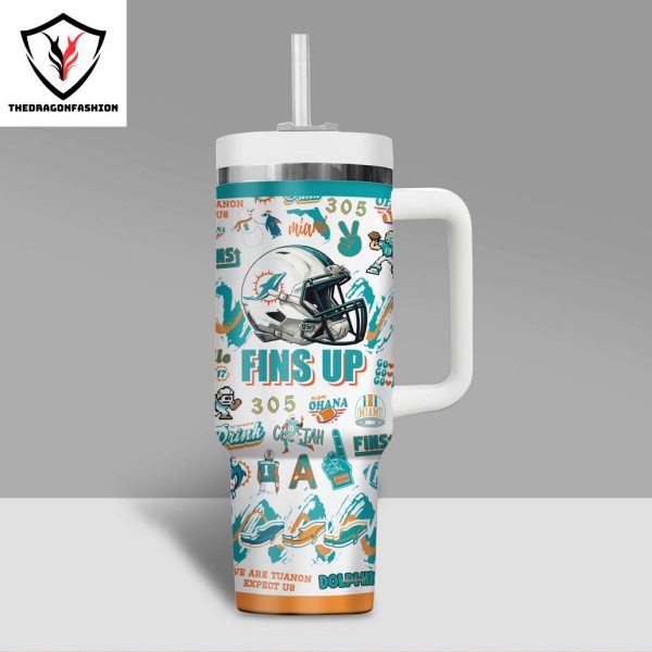 Miami Dolphins Fins Up Tumbler With Handle And Straw