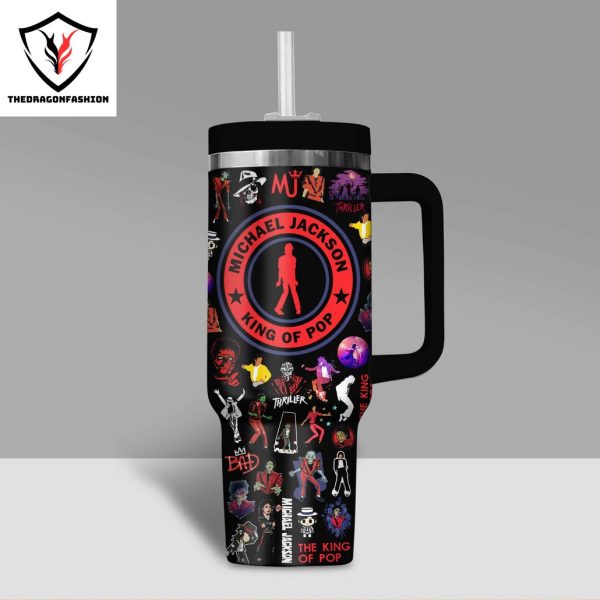 Michael Jackson King Of Pop Tumbler With Handle And Straw