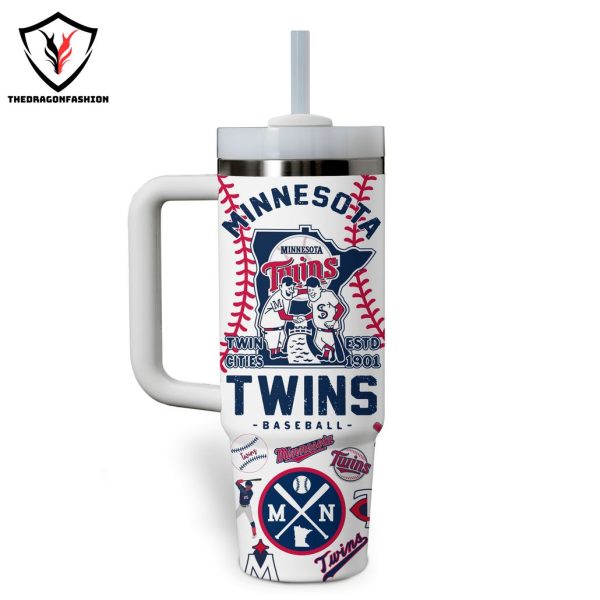 Minnesota Twins Baseball Design Tumbler With Handle And Straw