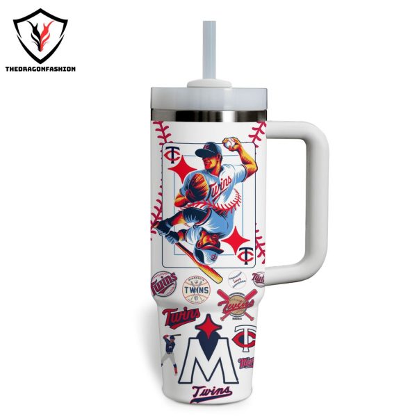 Minnesota Twins Baseball Design Tumbler With Handle And Straw