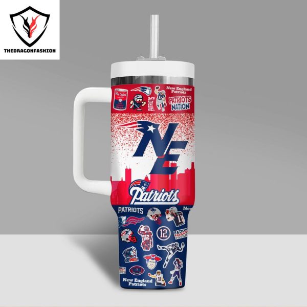 New England Patriots Go Pats Tumbler With Handle And Straw