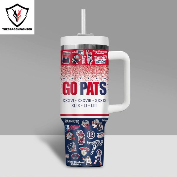 New England Patriots Go Pats Tumbler With Handle And Straw