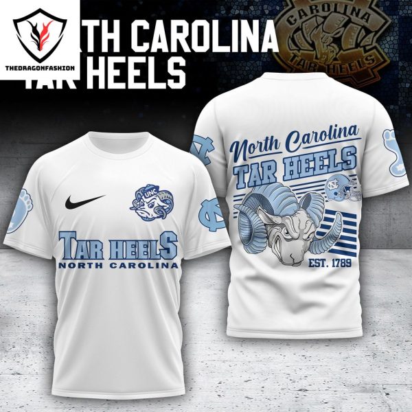 North Carolina Tar Heels Est 1789 Design 3D T-Shirt – White