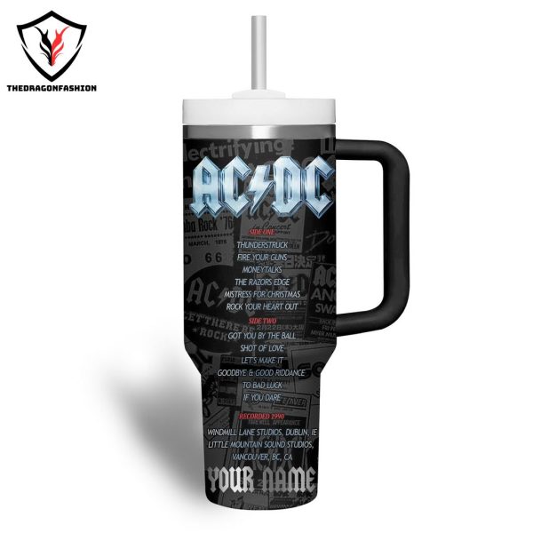 Personalized AC DC The Razors Edge Tumbler With Handle And Straw