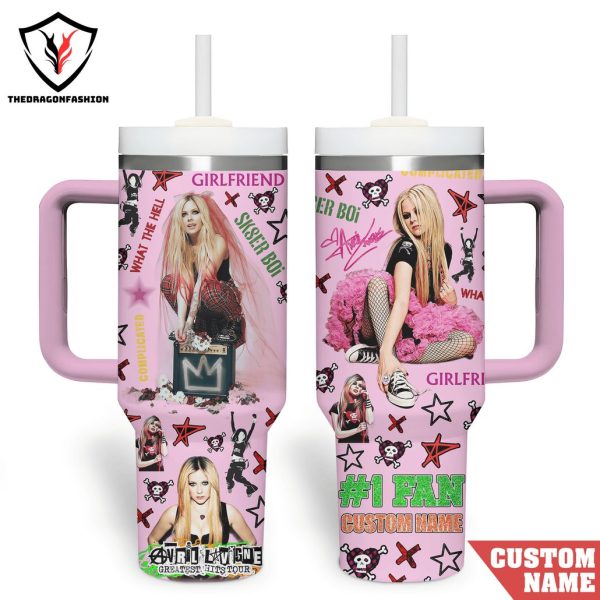 Personalized Avril Lavigne Greatest Hits Tour Tumbler With Handle And Straw