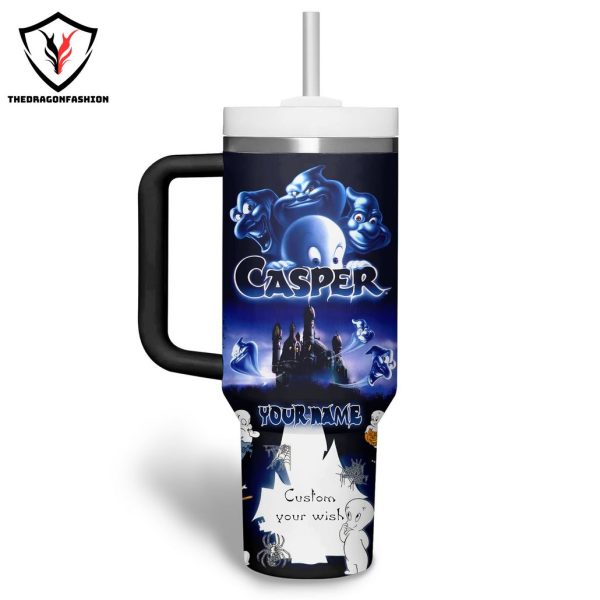 Personalized Casper Happy Halloween Design Tumbler With Handle And Straw