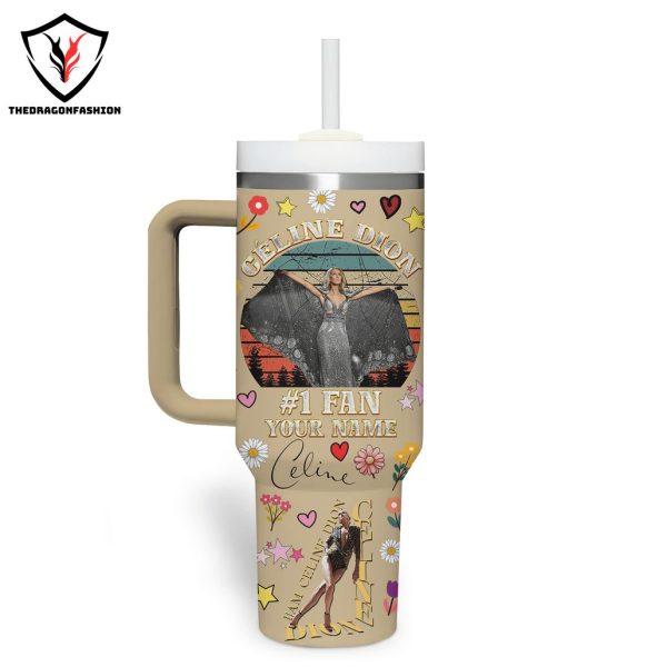 Personalized Celine Dion Queen Of Power Ballads Tumbler With Handle And Straw