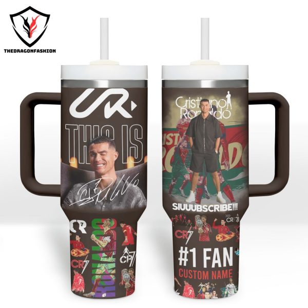 Personalized Cristiano Ronaldo Siuuubscribe Tumbler With Handle And Straw