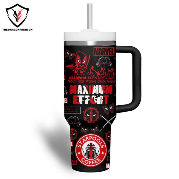 Personalized Deadpool Maximum Effort – Starpools Coffee Tumbler With Handle And Straw