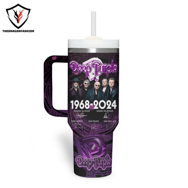 Personalized Deep Purple 1968-2024 Signature Tumbler With Handle And Straw