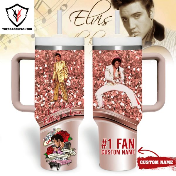 Personalized Elvis Presley Cant Help Falling In Love Tumbler With Handle And Straw