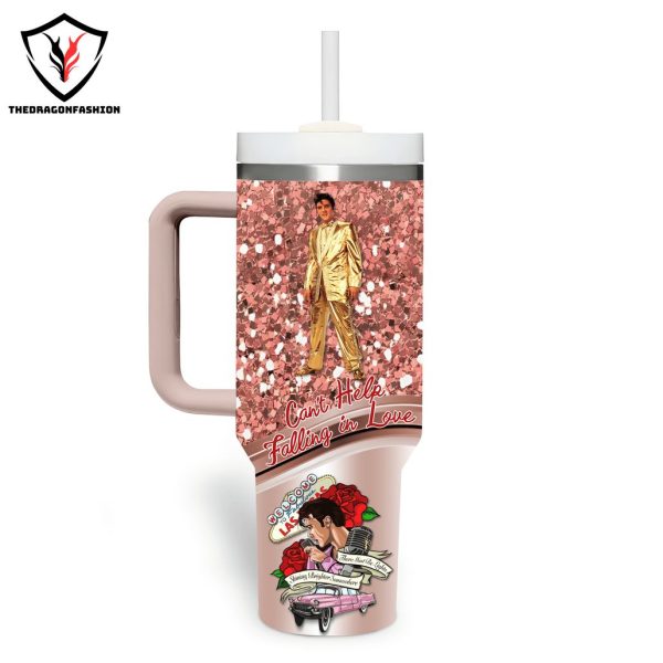 Personalized Elvis Presley Cant Help Falling In Love Tumbler With Handle And Straw