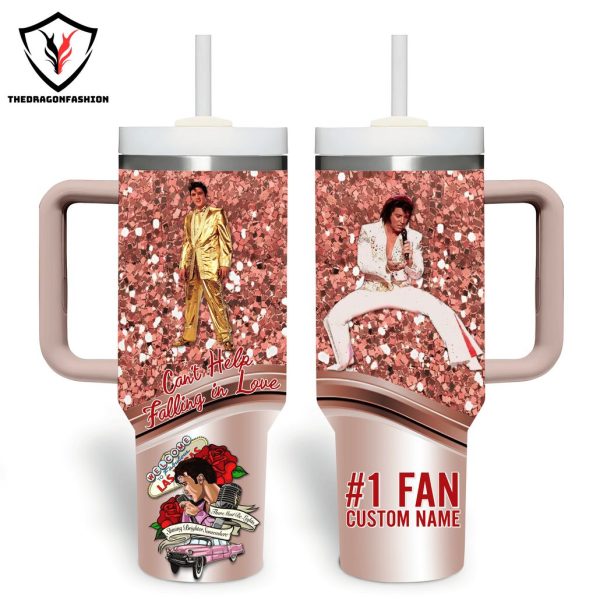 Personalized Elvis Presley Cant Help Falling In Love Tumbler With Handle And Straw