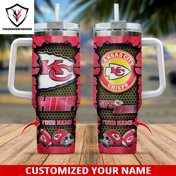 Personalized Kansas City Chiefs Football Tumbler With Handle And Straw