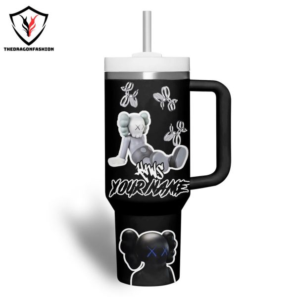 Personalized Kaws Design Tumbler With Handle And Straw