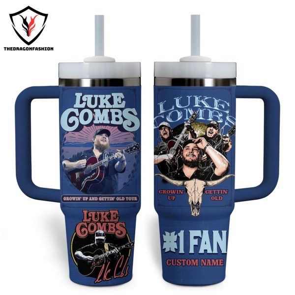 Personalized Luke Gombs Growin Up And Gettin Old Tumbler With Handle And Straw