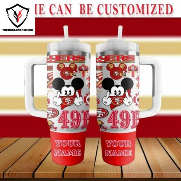 Personalized Mickey San Francisco 49ers Tumbler With Handle And Straw