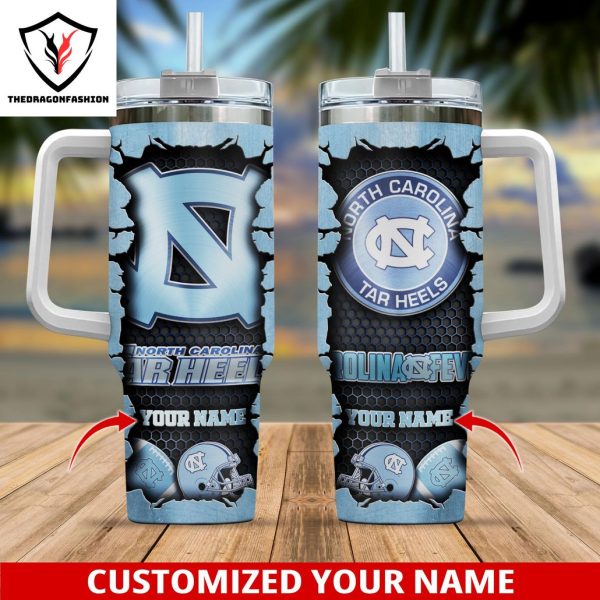 Personalized North Carolina Tar Heels Football Tumbler With Handle And Straw