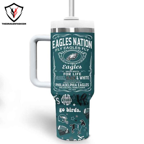 Personalized Philadelphia Eagles Fly Eagles Fly Tumbler With Handle And Straw