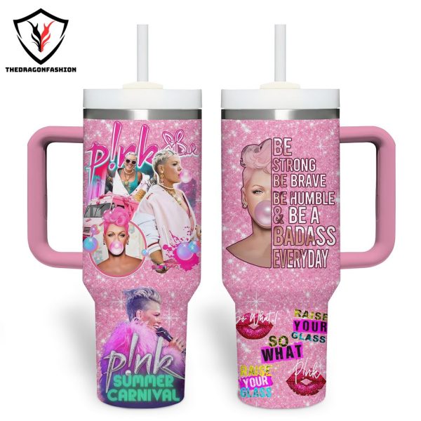 Pink Summer Carnival – So What Tumbler With Handle And Straw