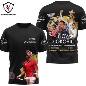 Novak Djokovic 1X Olympic Singles Gold Medal Design 3D T-Shirt