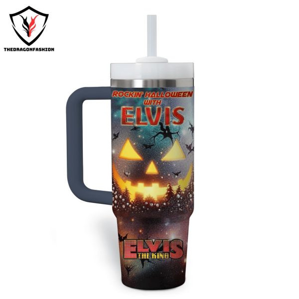 Rockin Halloween With Elvis Presley The King Tumbler With Handle And Straw