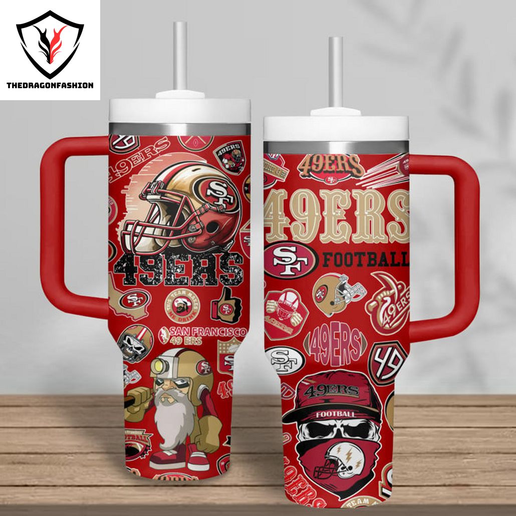 San Francisco 49ers Football Tumbler With Handle And Straw