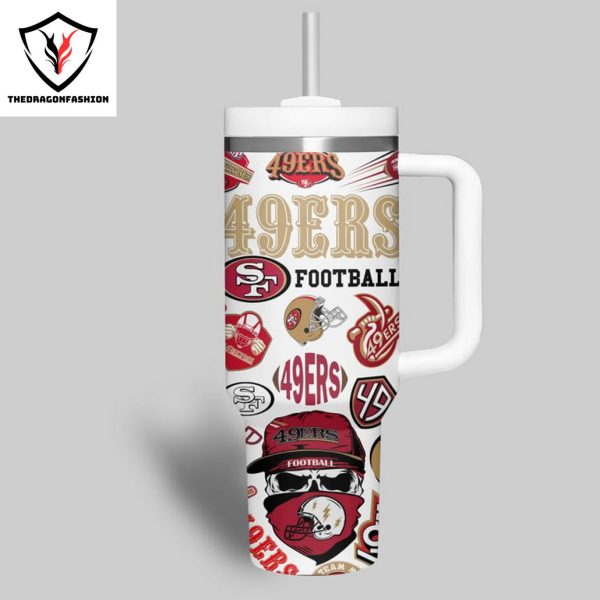 San Francisco 49ers Football Tumbler With Handle And Straw – White