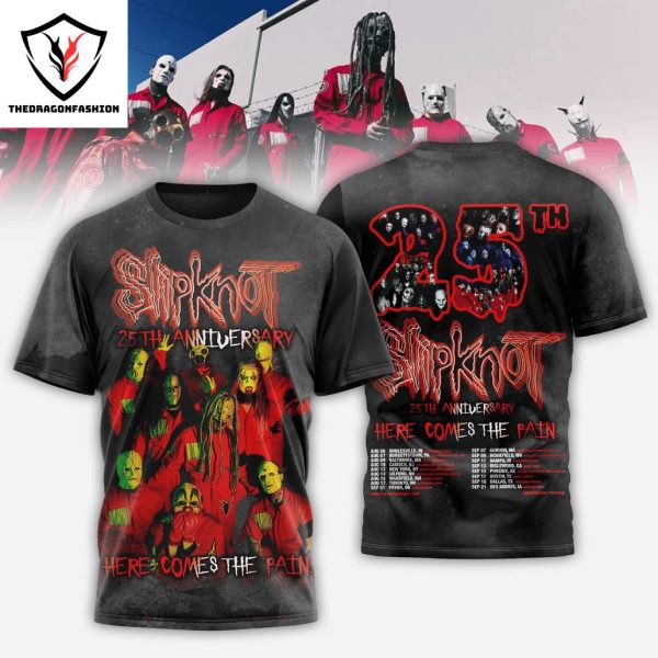 Slipknot 25th Anniversary – Here Comes The Pain Design 3D T-Shirt