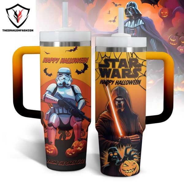 Star Wars Happy Halloween From The Dark Side Tumbler With Handle And Straw