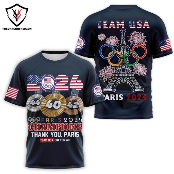 Team USA 2024 Paris Champions Thank You 3D T-Shirt