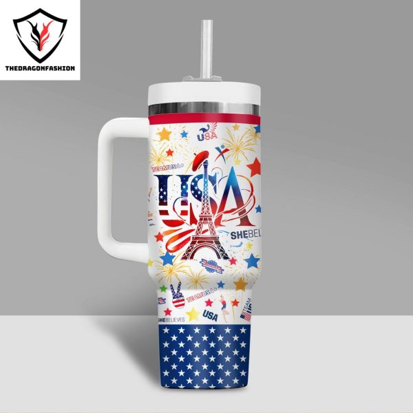 Team USA Keep Calm And Go For Gold Tumbler With Handle And Straw