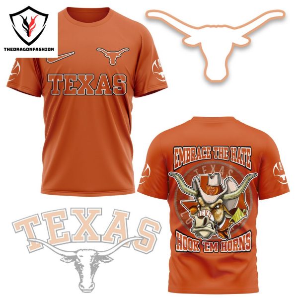 Texas Longhorns Embrace The Hate Hook Em Horns 3D T-Shirt