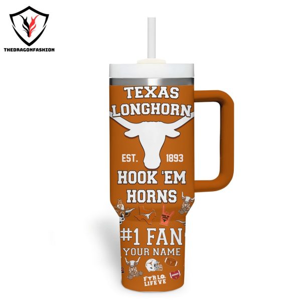 Texas Longhorns Hook Em Horns Tumbler With Handle And Straw