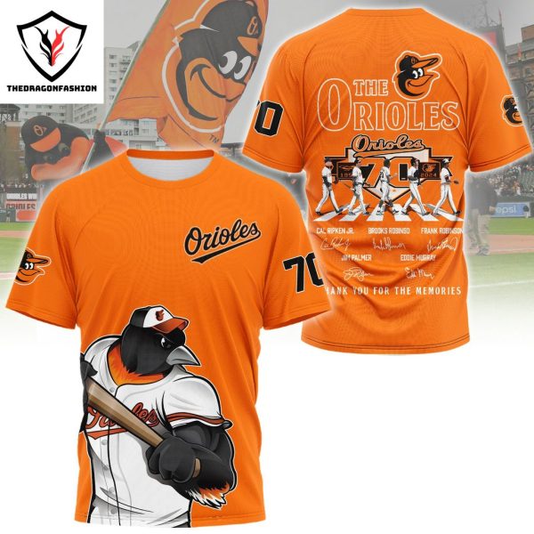 The Baltimore Orioles 70 Years Signature Thank You For The Memories 3D T-Shirt