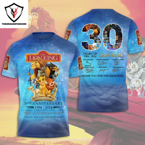 The Lion King 30 Years Of 1994-2024 Signature Thank You For The Memories 3D T-Shirt