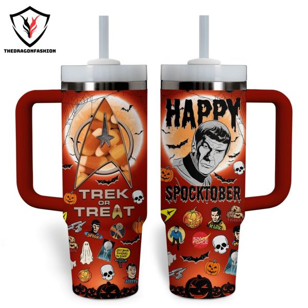 Trek Or Treat Happy Spocktober Tumbler With Handle And Straw