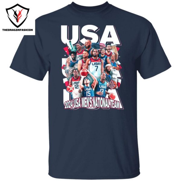 USA Basketball Team Paris Olympic 2024 T-Shirt – LeBron James, Steph Curry, Kevin Durant, Ben Davis, Unisex Shirt