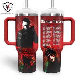 Marilyn Manson – People Drink To Numb The Pain And Suffering Tumbler With Handle And Straw