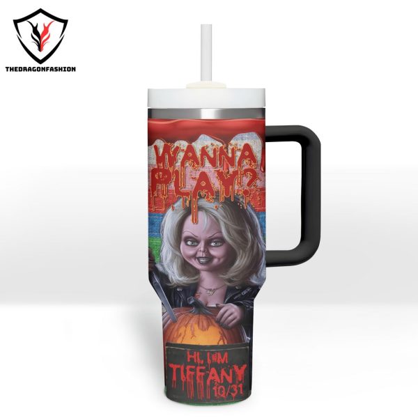 Wanna Play Hi Im Chucky 10-31 Tumbler With Handle And Straw