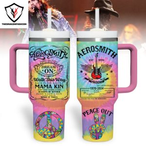 Aerosmith Rock & Roll 1970-2024 Signature Thank You For The Memories Tumbler With Handle And Straw