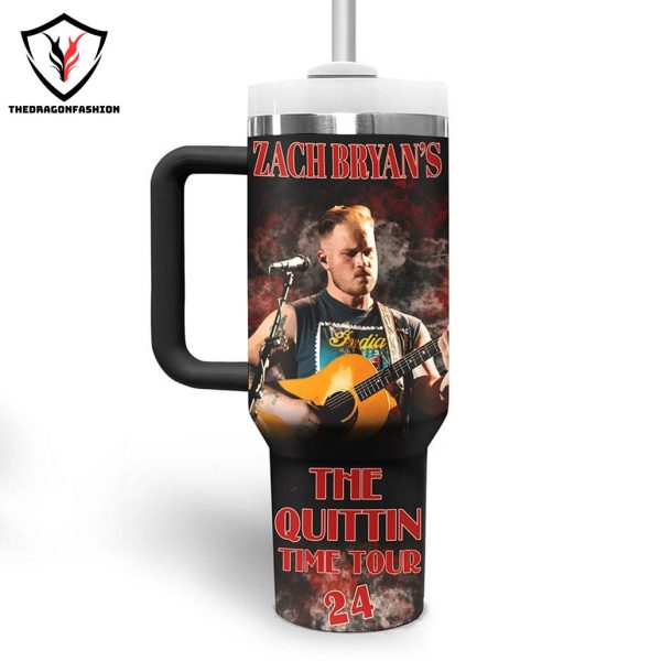 Zach Bryan The Quittin Time Tour 24 Tumbler With Handle And Straw