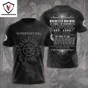 Supernatural Winchester Brothers Family Of Hunters 3D T-Shirt