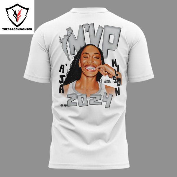 2024 MVP Aja Wilson Las Vegas Aces 3D T-Shirt – White