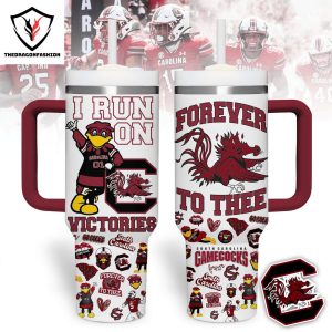 South Carolina Gamecocks I Run On Victories Tumbler With Handle And Straw