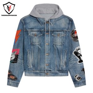 2024 David Bowie Design Hooded Denim Jacket