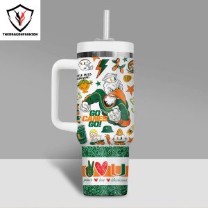 Miami Hurricanes Football Go Canes Go Tumbler with handle and straw