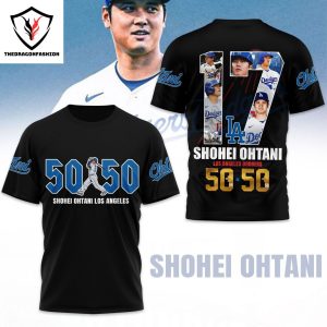 Shohei Ohtani Los Angeles Dodgers 50 50 Home Runs Signature 3D T-Shirt